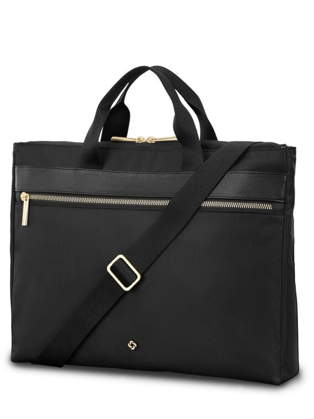 Samsonite Black Briefcase Gold MOBILE SOLUTION 2 CONVERTIBLE SLIM BRIEF, bag